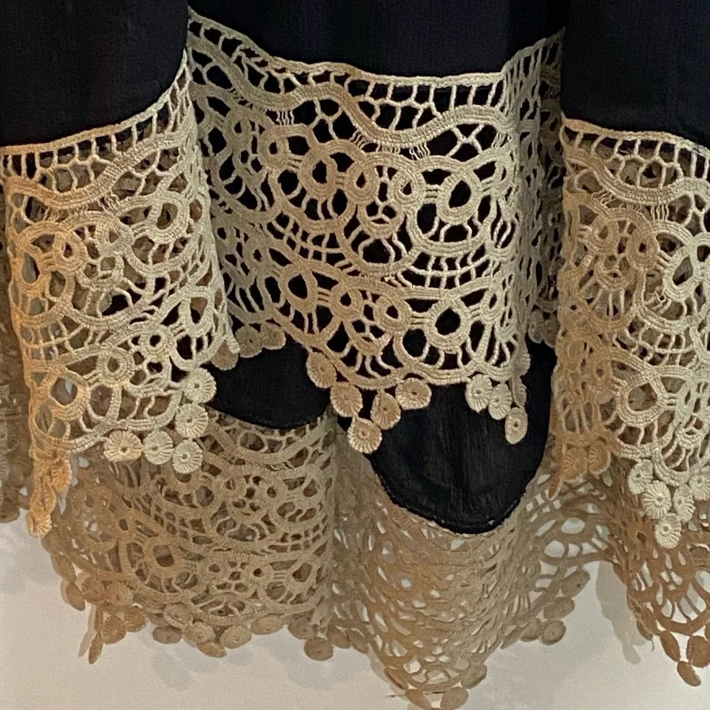 Free People Intimately Womens Sz XSmall Star Slip Crochet Black Boho Dress - Picture 7 of 16